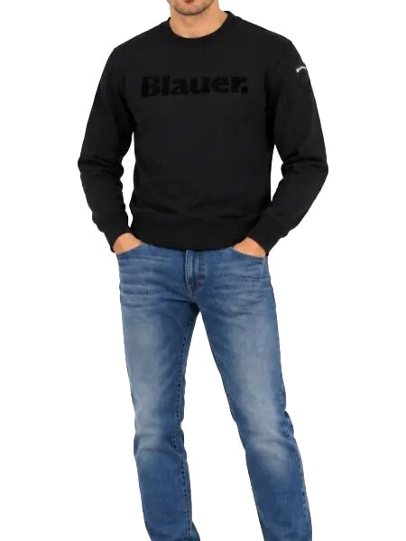 CROSBY Sweatshirt mit Rundhalsausschnitt und Logo Schwarz - Herrenpullover
