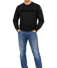 BLAUER CROSBY Sweatshirt mit Rundhalsausschnitt und Logo Schwarz - Herrenpullover - 4