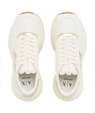 ARMANI EXCHANGE NIKY Turnschuhe gebrochenes Wei&szlig; + blasses Gold - Damenschuhe - 3