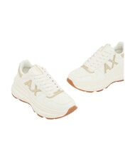 ARMANI EXCHANGE NIKY Turnschuhe gebrochenes Wei&szlig; + blasses Gold - Damenschuhe - 5