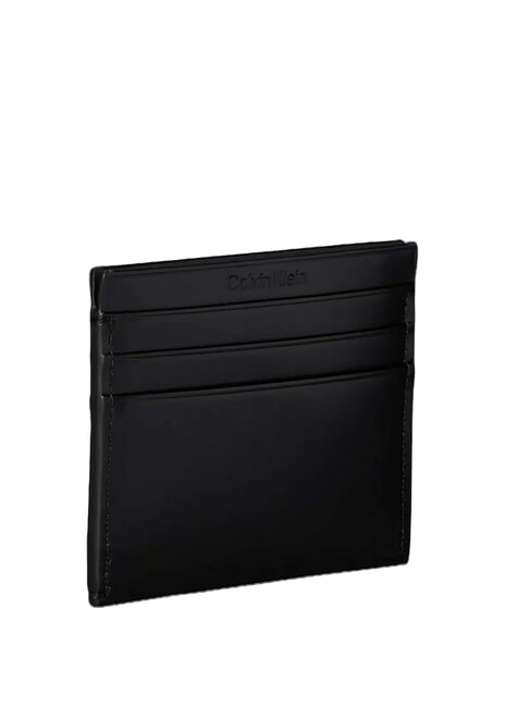 CK Flacher Kartenhalter aus Leder auf Schwarz - Brieftaschen Damen