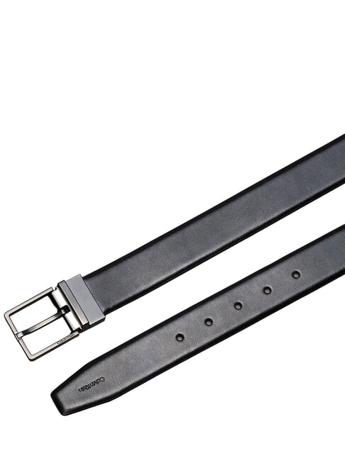 SQUARE BUCKLE CK Doppelseitiger Lederg&uuml;rtel Schwarz / mattes Anthrazit - G&uuml;rtel