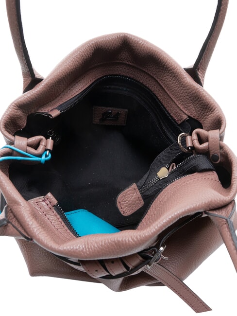 ELIF Mittelgro&szlig;e Lederclutch mit Schulterriemen Balsamico - Damentaschen