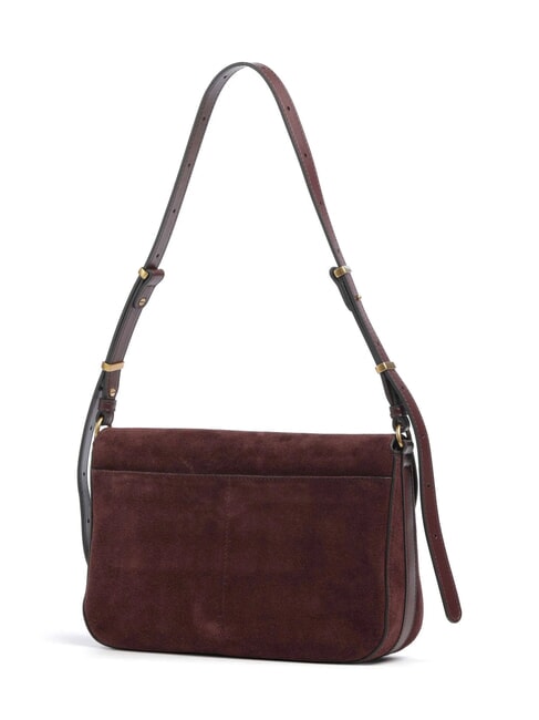 LOVE SATCHEL Schultertasche aus Wildleder Burgunder-Antikgold - Damentaschen
