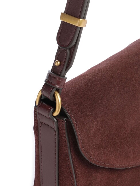 LOVE SATCHEL Mini-Schultertasche aus Leder Burgunder-Antikgold - Damentaschen