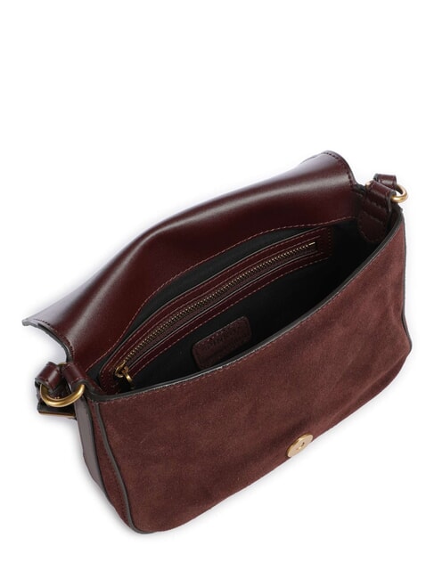 LOVE SATCHEL Mini-Schultertasche aus Leder Burgunder-Antikgold - Damentaschen