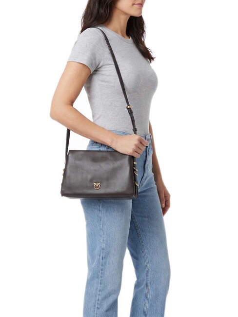 TRIPLET MINI Schultertasche aus Leder Marascabraun-Antikgold - Damentaschen