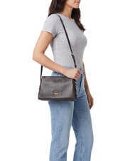 PINKO TRIPLET MINI Schultertasche aus Leder Marascabraun-Antikgold - Damentaschen - 2