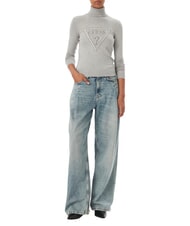 GUESS HALLIE TRIANGLE Pullover mit hohem Kragen und langen &Auml;rmeln hellmeliert grau m - Damenpullover - 3