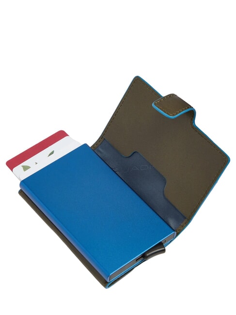 BLUE SQUARE Kreditkartenetui aus Leder und Metall GR&Uuml;N - Brieftaschen Herren