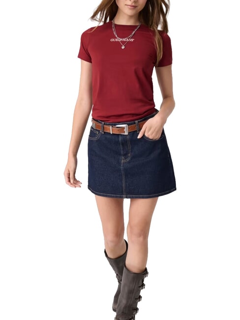 SLIM LOGO Slim-Fit-Stretch-T-Shirt Weinbergrot - T-Shirts und Tops f&uuml;r Damen