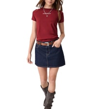GUESS JEANS SLIM LOGO Slim-Fit-Stretch-T-Shirt Weinbergrot - T-Shirts und Tops f&uuml;r Damen - 3