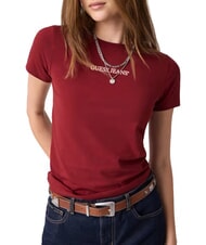 GUESS JEANS SLIM LOGO Slim-Fit-Stretch-T-Shirt Weinbergrot - T-Shirts und Tops f&uuml;r Damen - 4