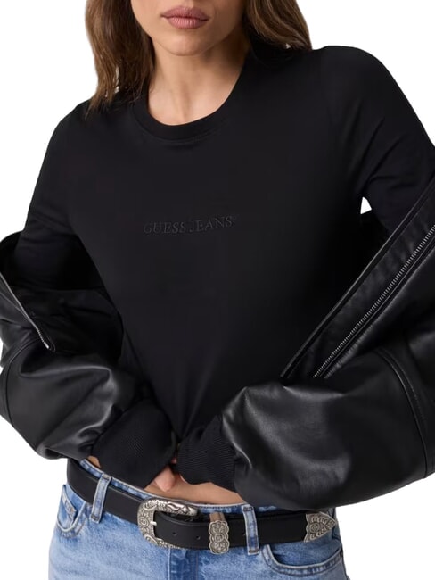 SLIM LOGO EMBOSSED Lang&auml;rmeliges T-Shirt jetbla - Sweatshirts Herren
