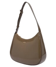FURLA MARGOT Schultertasche aus Lackleder schlammiges Grau - Damentaschen - 3