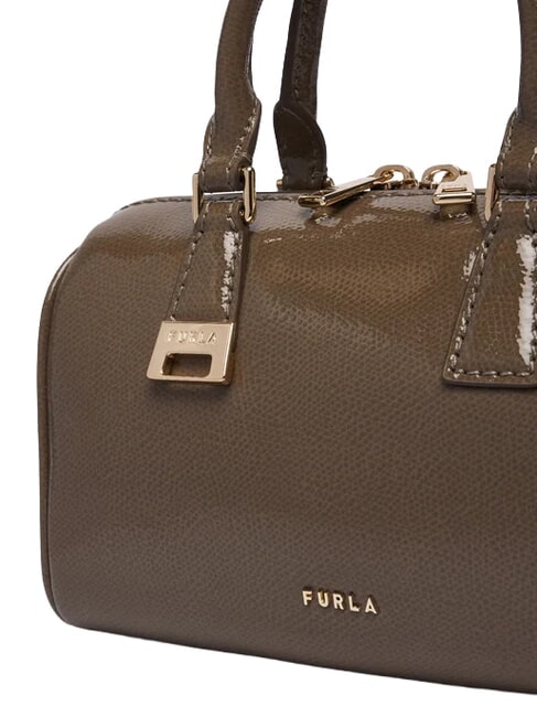 OLIVIA Lederhandtasche mit Schulterriemen schlammiges Grau - Damentaschen