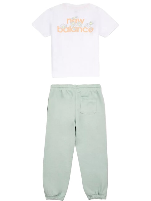 FLORAL LOGO T-Shirt + Trainingshosen-Set NB hellwei&szlig; - Trainingsanz&uuml;ge f&uuml;r Kinder