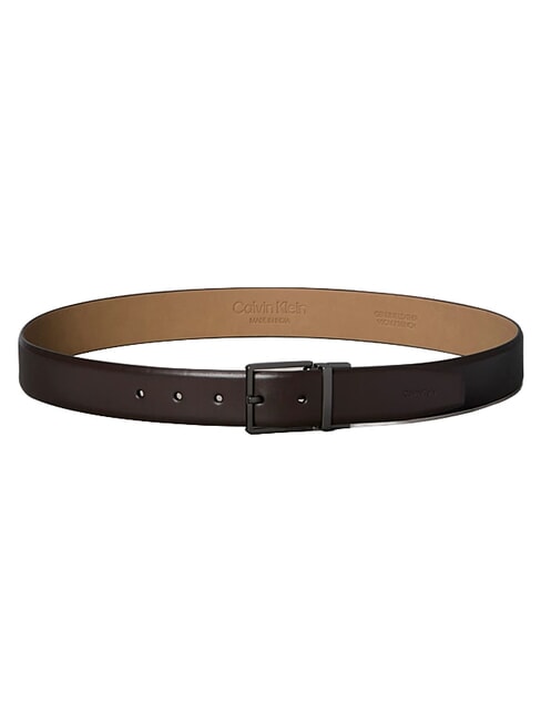 SQUARE BUCKLE CK Doppelseitiger Lederg&uuml;rtel ck dunkelbraun / mattes Anthrazit - G&uuml;rtel