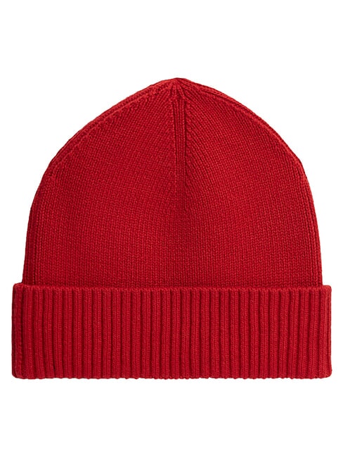 TH FLAG Baumwoll-Beanie-M&uuml;tze mit Umschlag mittelrot - M&uuml;tzen/H&uuml;te