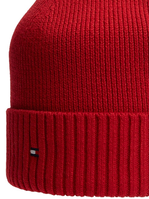 TH FLAG Baumwoll-Beanie-M&uuml;tze mit Umschlag mittelrot - M&uuml;tzen/H&uuml;te