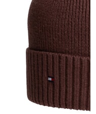 TOMMY HILFIGER TH FLAG Baumwoll-Beanie-M&uuml;tze mit Umschlag Rotwein - M&uuml;tzen/H&uuml;te - 3