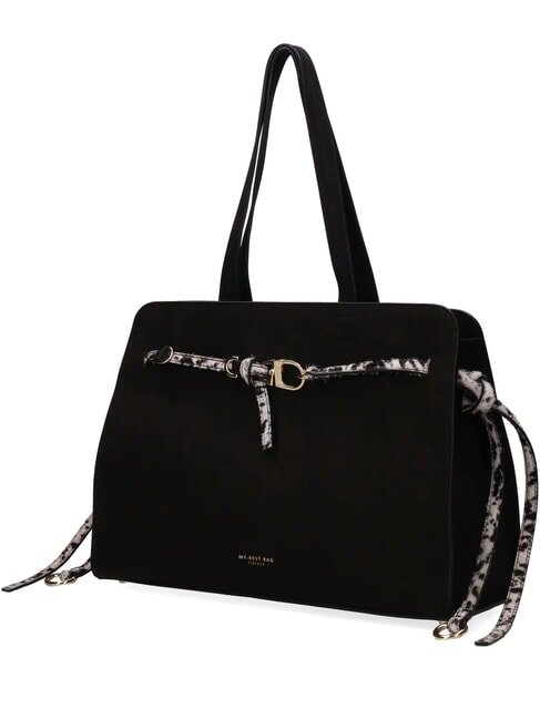 DEMETRA NABUK Schultertasche mit Schultergurt Schwarz - Damentaschen