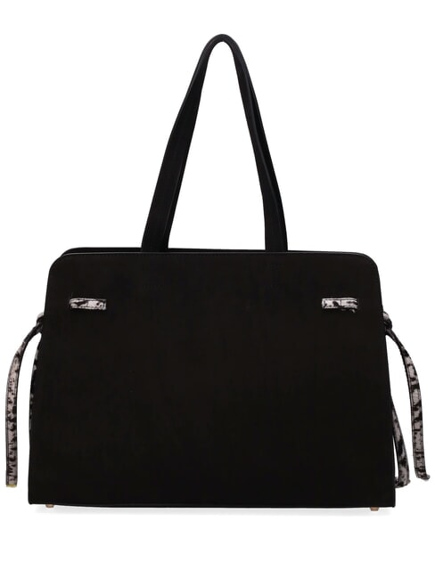 DEMETRA NABUK Schultertasche mit Schultergurt Schwarz - Damentaschen