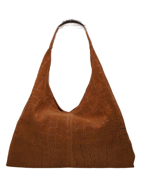 ELLISSE CROCO SUEDE Maxi-Schultertasche cognac - Damentaschen