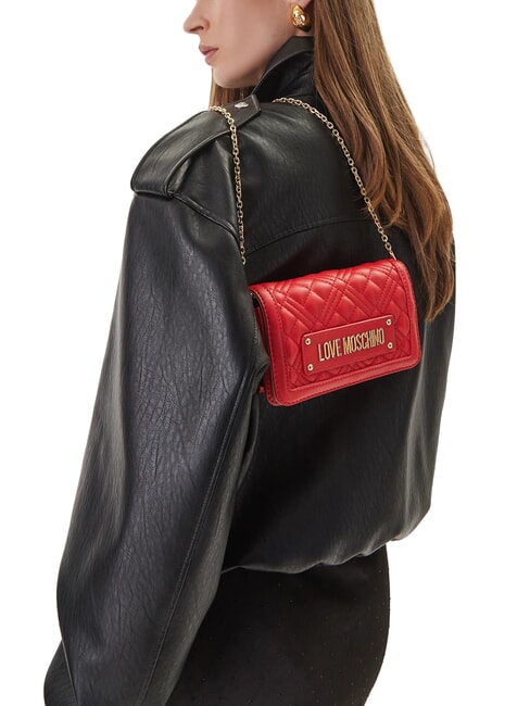 QUILTED Clutch / Geldb&ouml;rse mit Schulterriemen ROT - Brieftaschen Damen