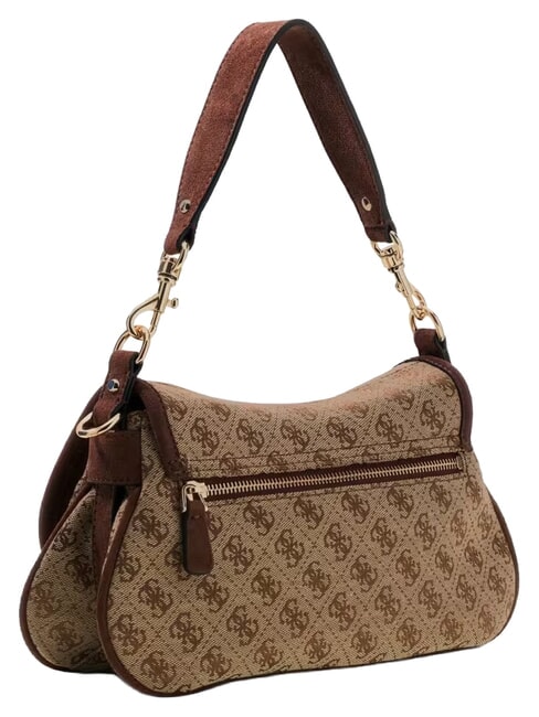 SAMANTHA Schultertasche mit Schultergurt Latte-Logo / braun - Damentaschen