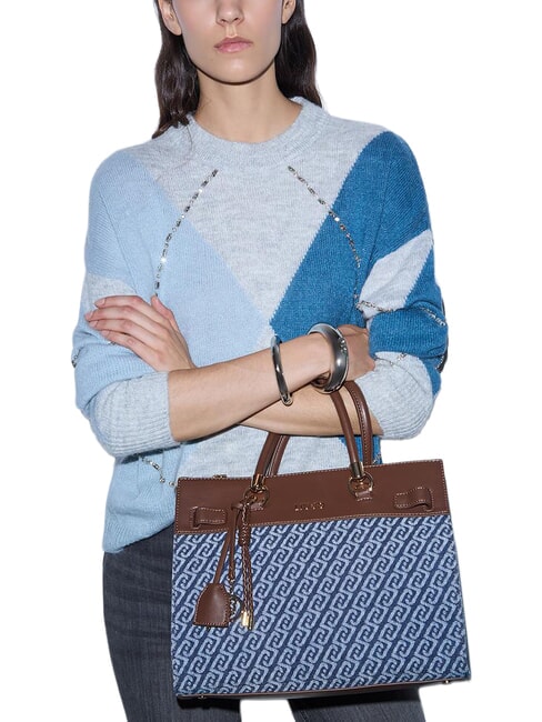 MANHATTAN Handtasche mit Schulterriemen blauer Denim - Damentaschen