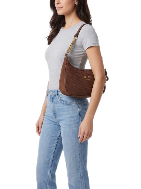 RIDHI Embossed Schultertasche mit Schultergurt Tabak - Damentaschen