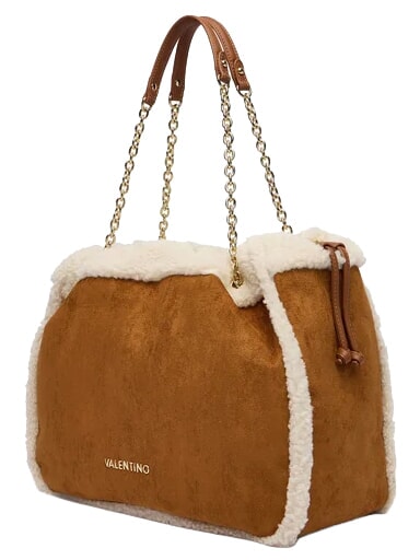 MAX Schultertasche mit Kette Leder/Ecru - Damentaschen