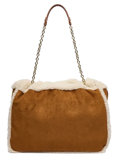 MAX Schultertasche mit Kette Leder/Ecru - Damentaschen