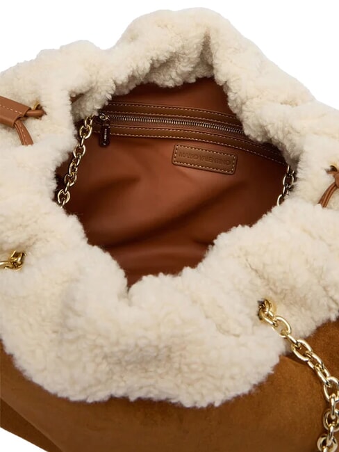 MAX Schultertasche mit Kette Leder/Ecru - Damentaschen