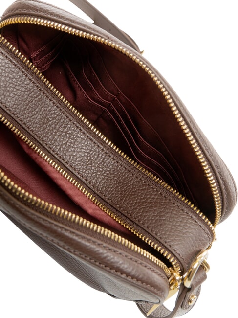 ALPHA Kleine Schultertasche aus Leder Br&uuml;nette - Damentaschen