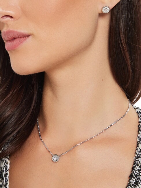 STYLISH GUESS Halskette, m&uuml;nzf&ouml;rmig mit Logo SILBER - Halsketten