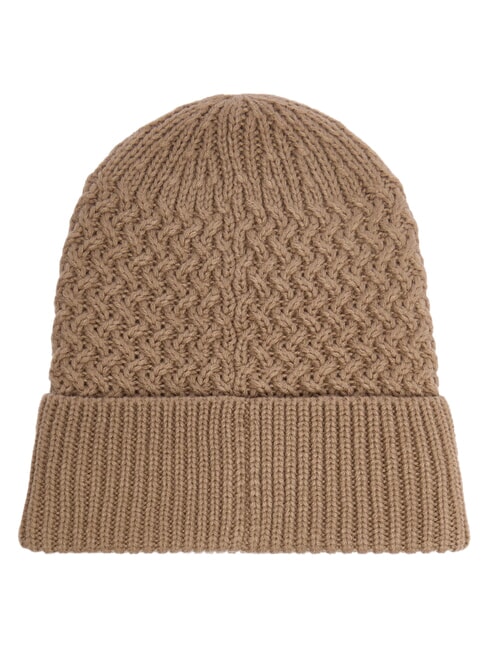 KNITTED Kappe mit Umschlag und Logo an der Seite BEIGE - M&uuml;tzen/H&uuml;te