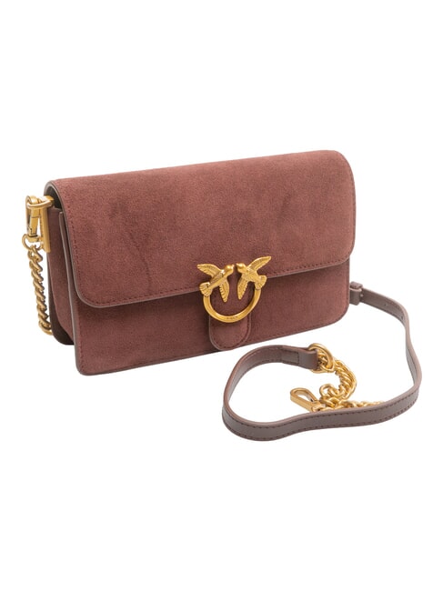 LOVE ONE SLOUCHY Kleine Schultertasche aus Leder Burgunder-Antikgold - Damentaschen
