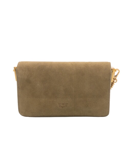 LOVE ONE SLOUCHY Kleine Schultertasche aus Leder Dunkelolivgr&uuml;n-Antikgold - Damentaschen