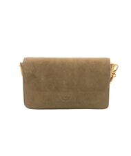 PINKO LOVE ONE SLOUCHY Kleine Schultertasche aus Leder Dunkelolivgr&uuml;n-Antikgold - Damentaschen - 3